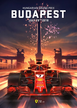 HUNGARY 2018 F1 FERRARI GRAND PRIX RACE POSTER COVER ART